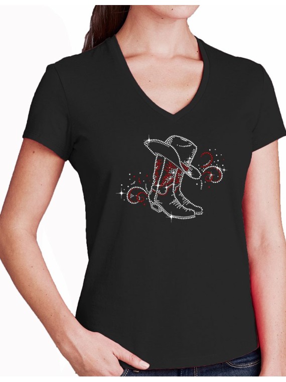 Bottes & arabesques - T-shirt femme Col V CLASSIQUE