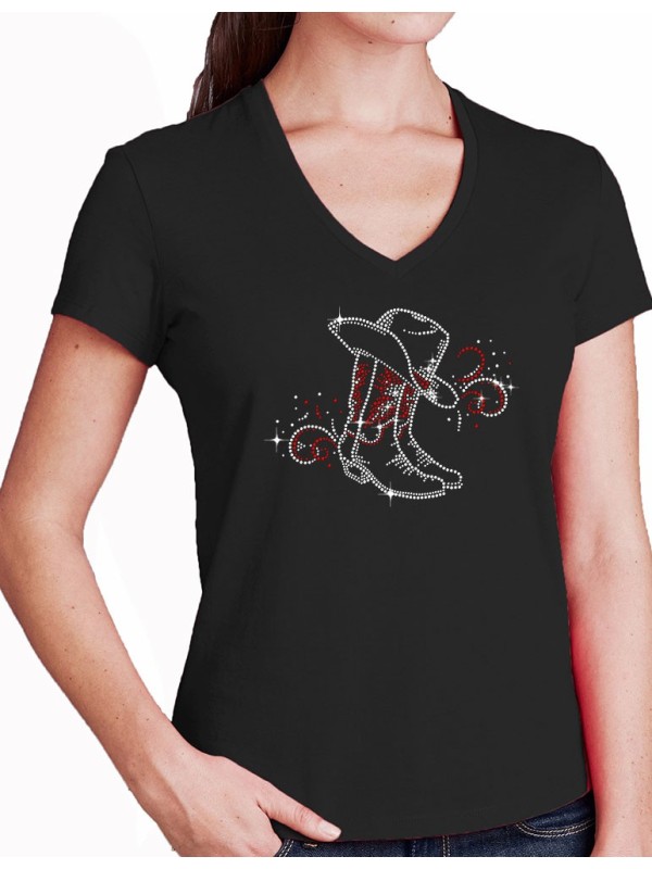 Bottes & arabesques - T-shirt femme Col V CLASSIQUE
