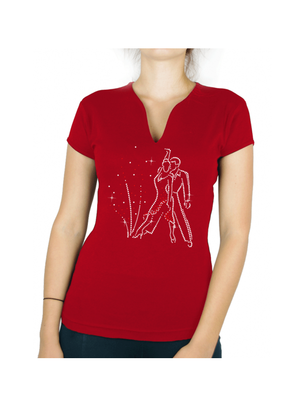 couple de danse danses latines strass rouge