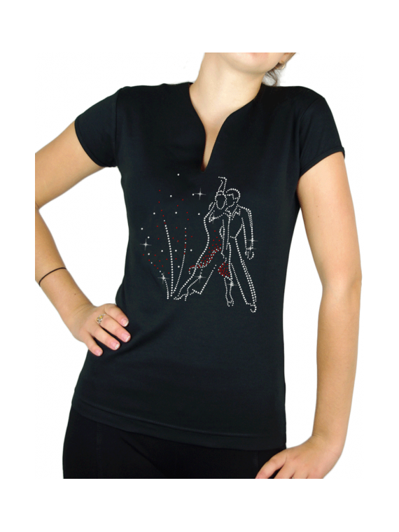 couple de danse danses latines strass rouge