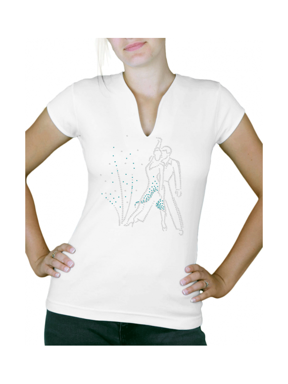 couple de danse danses latines strass turquoise