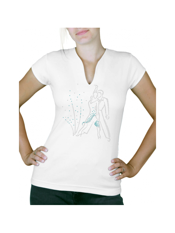 couple de danse danses latines strass turquoise