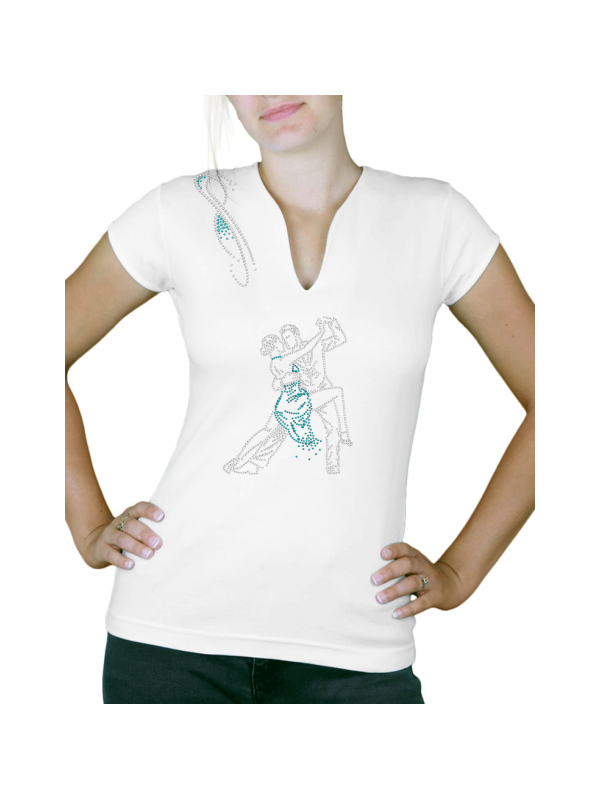 tee shirt couple danseurs tango argentin strass rouge