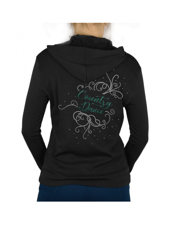 Gilet fin à capuche COUNTRY DANCE Arabesques glitter vert d'eau