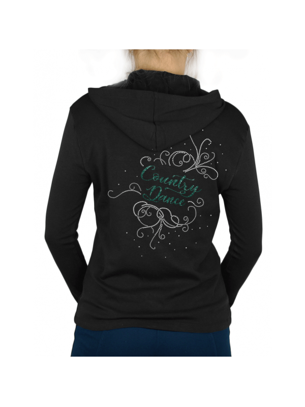 Gilet fin à capuche COUNTRY DANCE Arabesques glitter vert d'eau