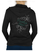 Gilet fin à capuche COUNTRY DANCE Arabesques glitter vert d'eau