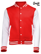 Veste college rouge, teddy manches blanche