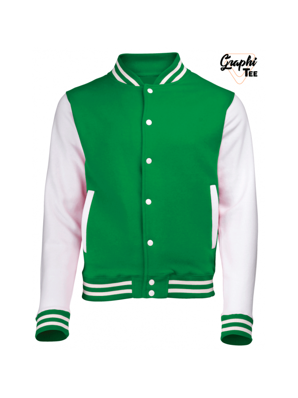 Jacket varsity teddy white sleeves