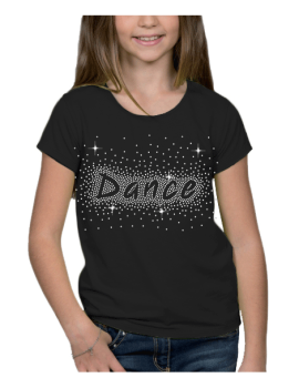 Tee shirt fillette motif  strass dance