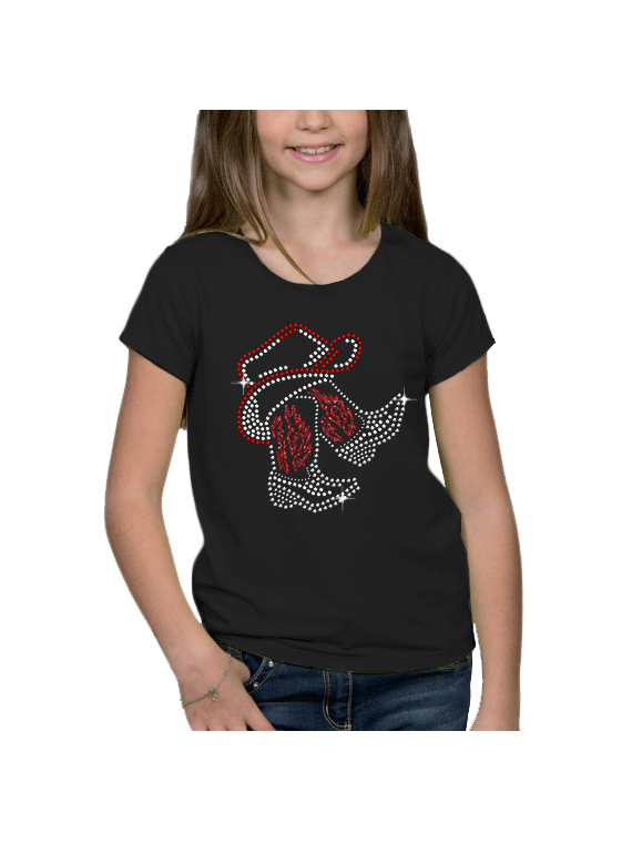 Bottes sous chapeau country - T-shirt Fillette rouge