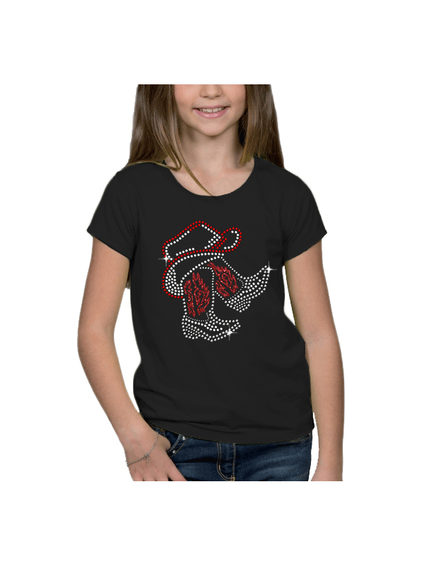 Bottes sous chapeau country - T-shirt Fillette rouge