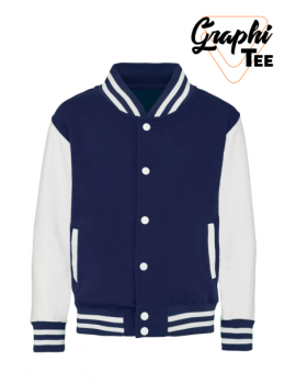 veste enfant varsity teddy manches blanches