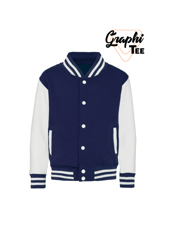 veste enfant varsity teddy manches blanches