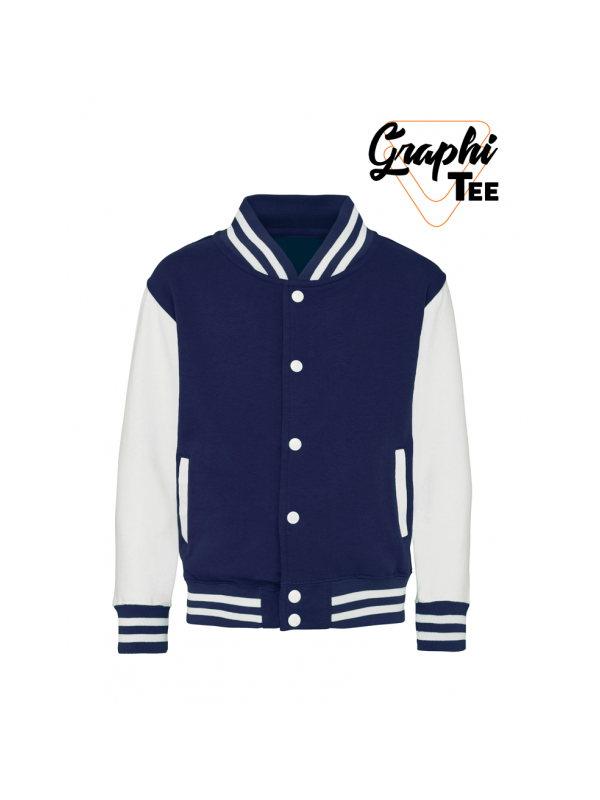 veste enfant varsity teddy manches blanches