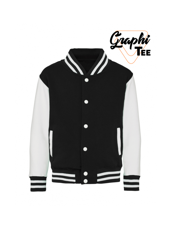 veste enfant varsity teddy manches blanches