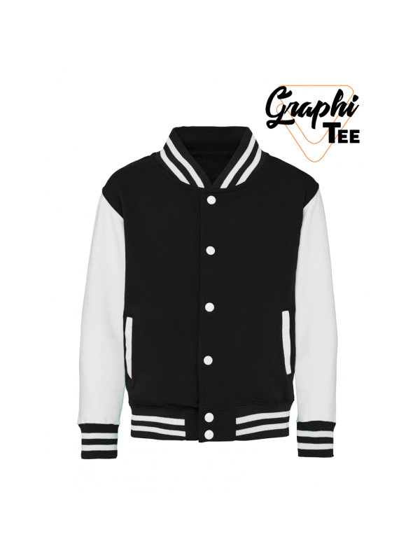 veste enfant varsity teddy manches blanches