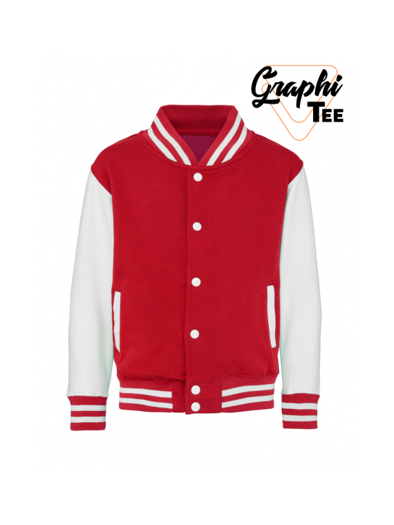 veste enfant varsity teddy manches blanches