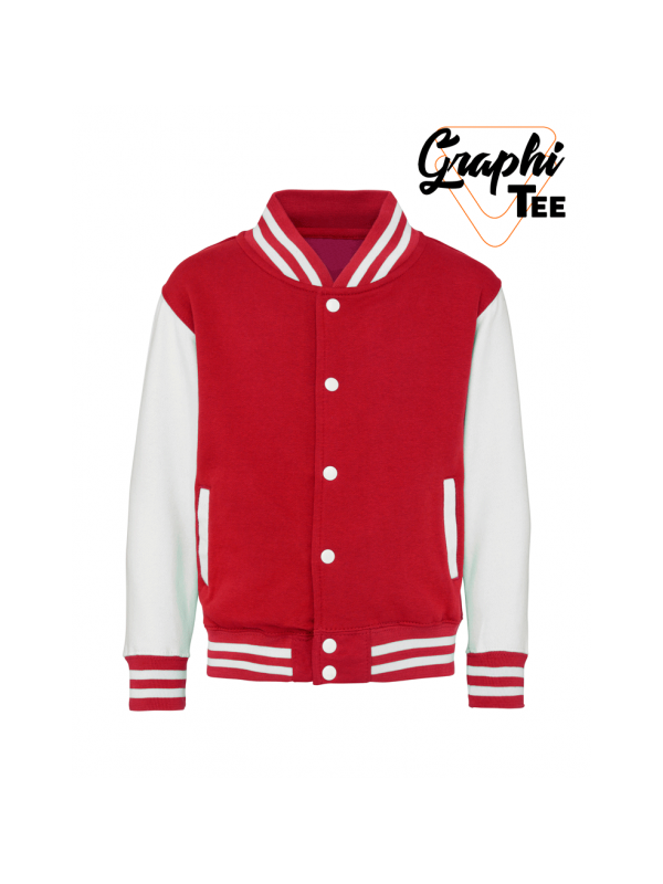 veste enfant varsity teddy manches blanches