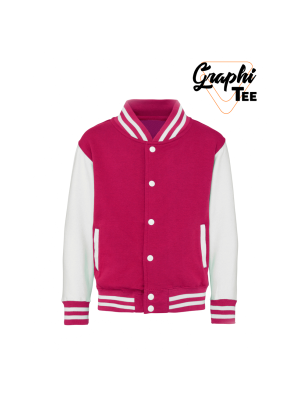 veste enfant varsity teddy manches blanches