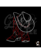 Santiags et chapeau motif strass  rouge