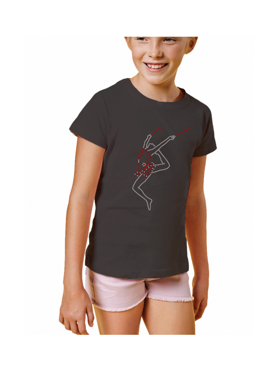 Motif strass Gymnastique rythmique "massue" - T-shirt Fillette
