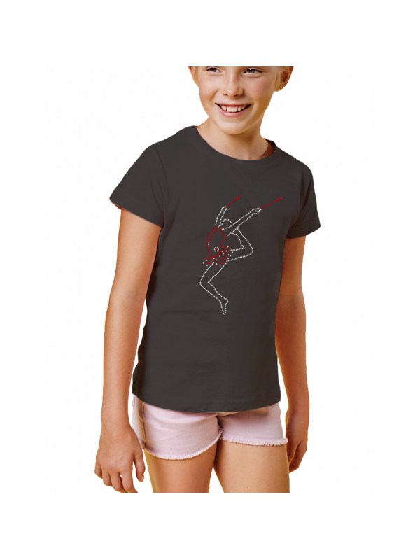 Motif strass Gymnastique rythmique "massue" - T-shirt Fillette