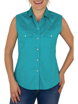 Chemise Femme Sans Manche Uni turquoise