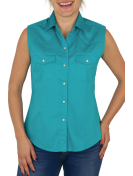Chemise Femme Sans Manche Uni turquoise