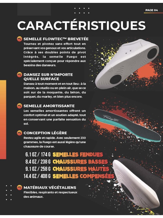 LOW Top Dance Sneaker FUEGO – Chaussures de danse à double point pivot - NOIRE