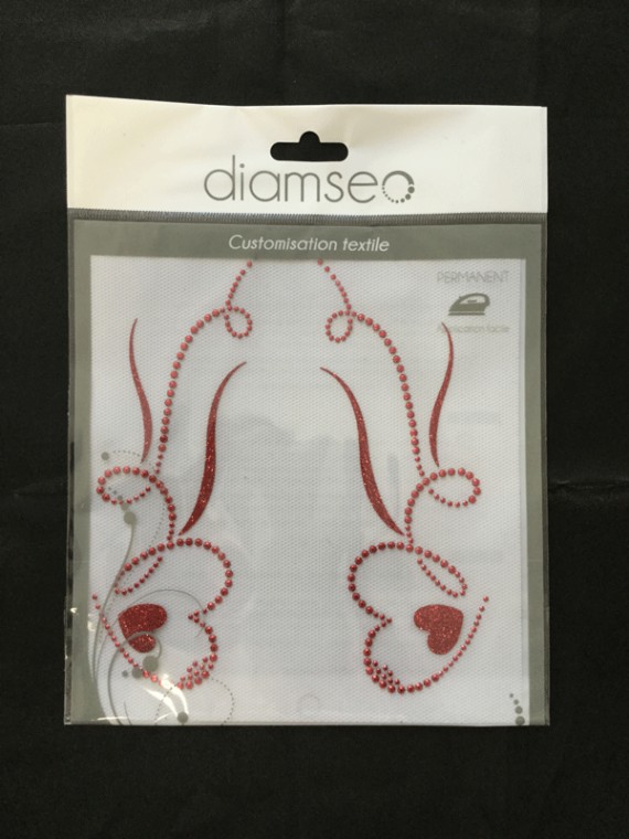 Motif poche coeur strass