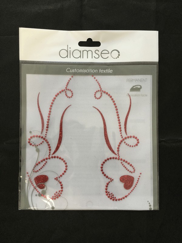 Motif poche coeur strass