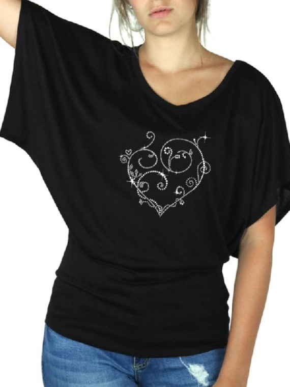 Coeur Arabesques - T-shirt femme Manches Papillon