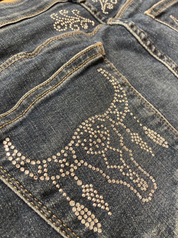 Crane buffle en strass customisation poche jeans