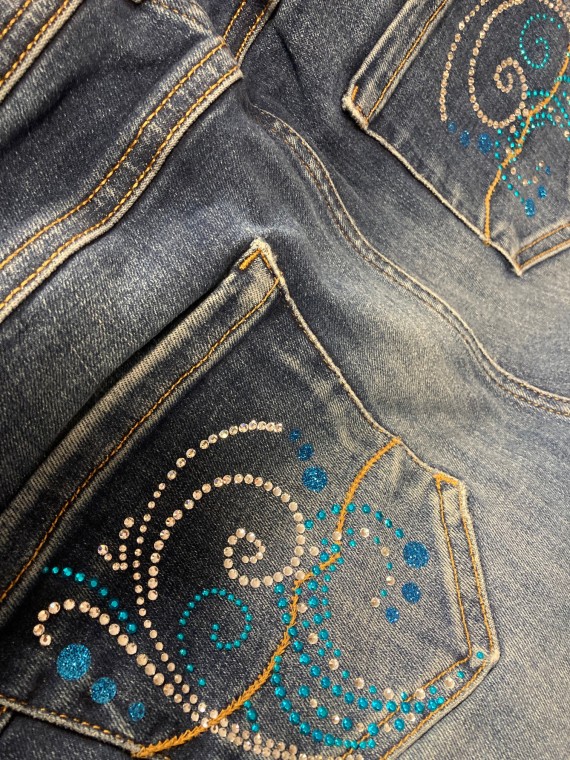 Strass poche jeans