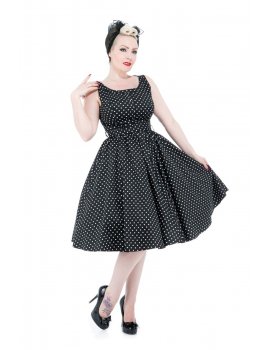 Robe - Sleeveless Black White Polka Dot