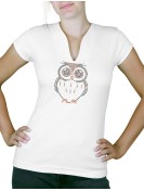 Hibou strass - T-shirt femme Col V