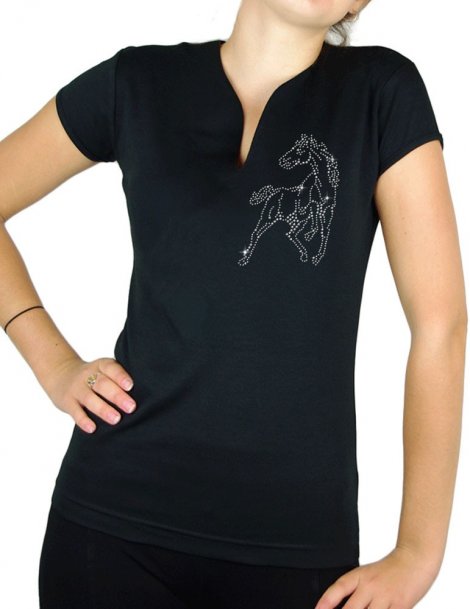 cheval strass - T-shirt femme Col V