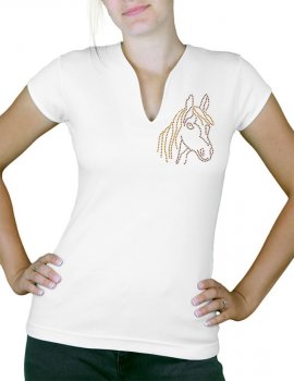 Poney strass - T-shirt femme Col V