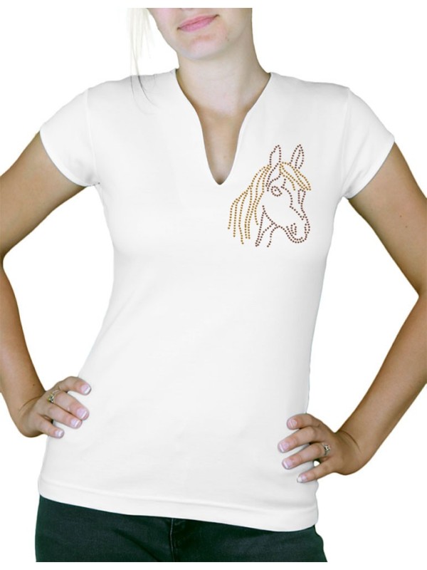 tete de poney  - T-shirt femme Col V