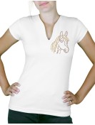 tete de poney  - T-shirt femme Col V