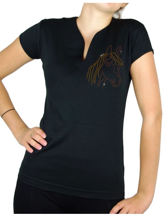 Pony rhinestone - Women's V-neck T-shirt