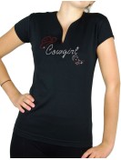 Cowgirl strass - T-shirt femme Col V rouge
