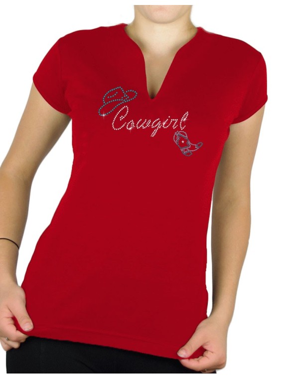 Cowgirl boots rhinestones - Women's V-neck T-shirt