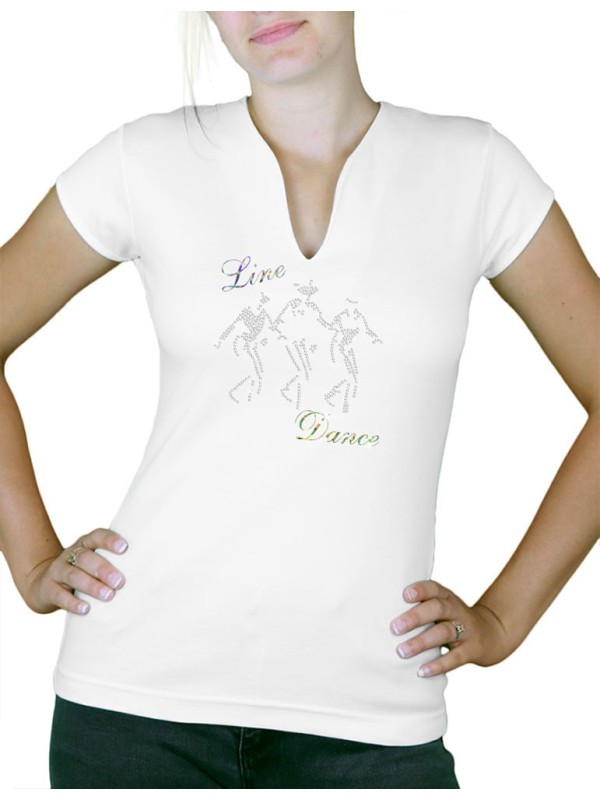 danseur line dance strass - T-shirt femme Col V