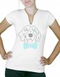 Chien monocle strass - T-shirt femme Col V