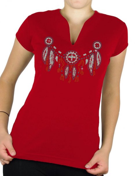 Indian rhinestone necklace - Women's V-neck T-shirt
