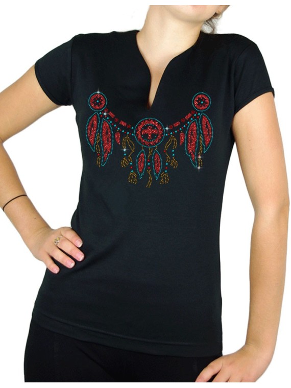 collier indien  - T-shirt femme Col V