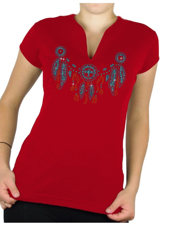 collier indien  - T-shirt femme Col V