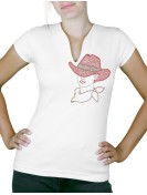 Femme chapeau strass - T-shirt femme Col V
