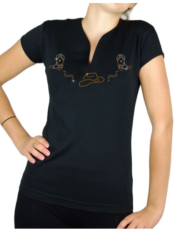 Hat and boots strass - T-shirt femme Col V